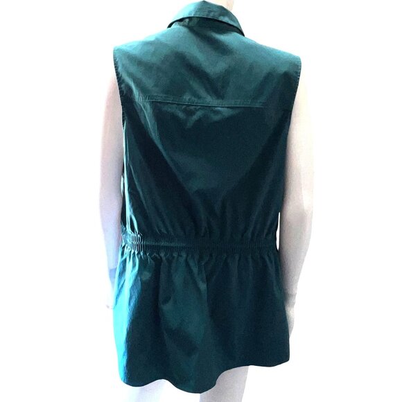 Athleta Levitate Poplin Tank Womens 1X Teal Sleeveless Lightweight Drawstring - Picture 2 of 8